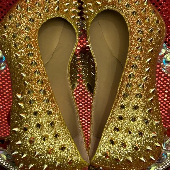 Christian Louboutin Gold Studded Women's Shoes Size 44 (US Women’s 12) - Picture 11 of 15